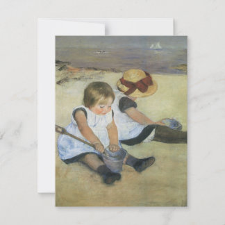 Kinder am Strand von Cassatt, Vintag zum Geburtsta Einladung