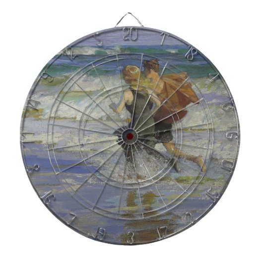 Kinder am Strand (von Edward Henry Potthast) Dartscheibe (vorne)