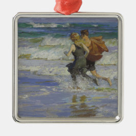 Kinder am Strand (von Edward Henry Potthast) Ornament Aus Metall