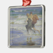 Kinder am Strand (von Edward Henry Potthast) Ornament Aus Metall (Links)