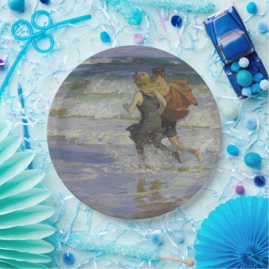 Kinder am Strand (von Edward Henry Potthast) Pappteller (Party)