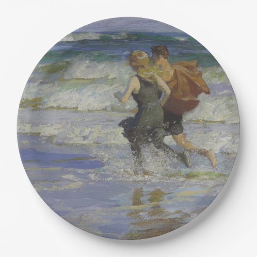 Kinder am Strand (von Edward Henry Potthast) Pappteller (Vorderseite)