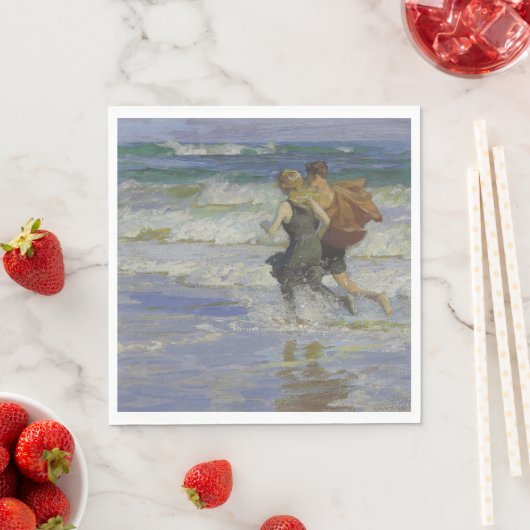 Kinder am Strand (von Edward Henry Potthast) Serviette (Beispiel)