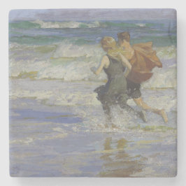 Kinder am Strand (von Edward Henry Potthast) Steinuntersetzer