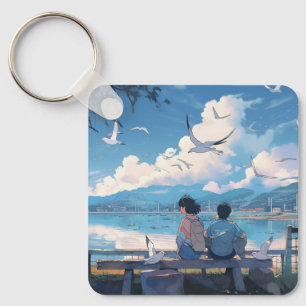 Kinder an der Küste: Sonniger Tag Schlüsselanhänge Schlüsselanhänger