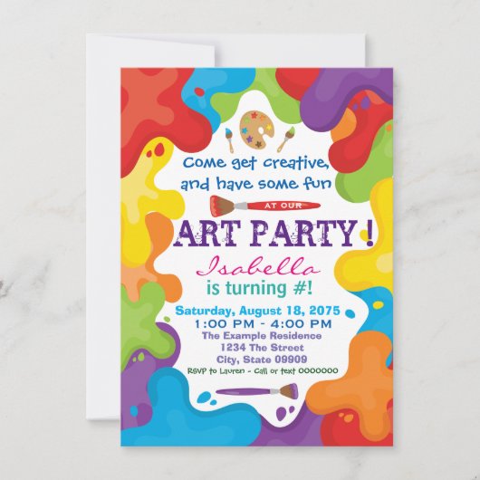 Kinder Art Party Einladungen (Vorderseite)