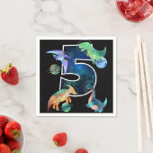 Kinder Astronaut Weltraumdinosaurier 5. Geburtstag Serviette (Beispiel)
