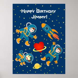 Kinder Astronauten Liebe Space Travel Poster