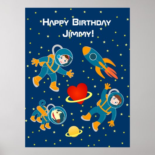 Kinder Astronauten Liebe Space Travel Poster (Vorne)