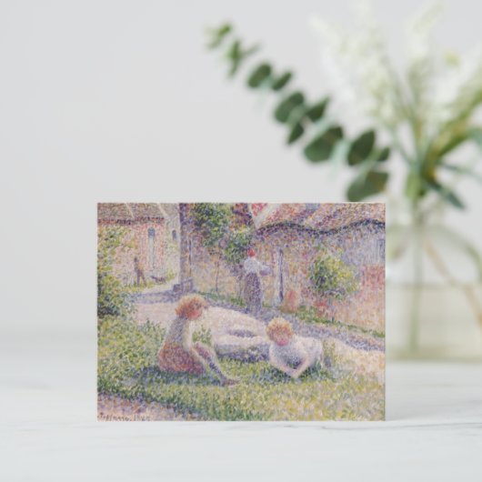 Kinder auf Bauernimpressionismus Postkarte (Stehend Vorderseite)