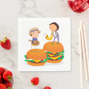 Kinder auf Burgers Food Napkins Serviette