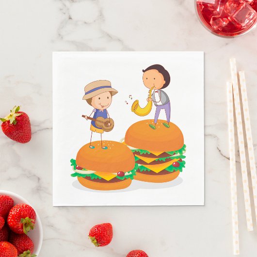 Kinder auf Burgers Food Napkins Serviette