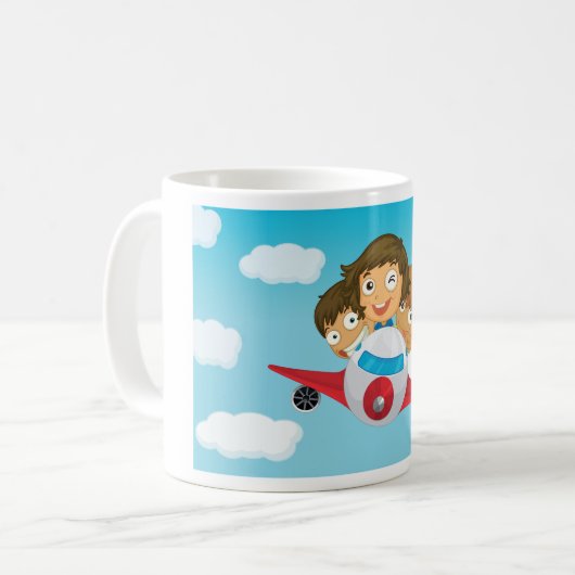 Kinder auf dem Flugzeug Kaffeetasse (Vorderseite Links)