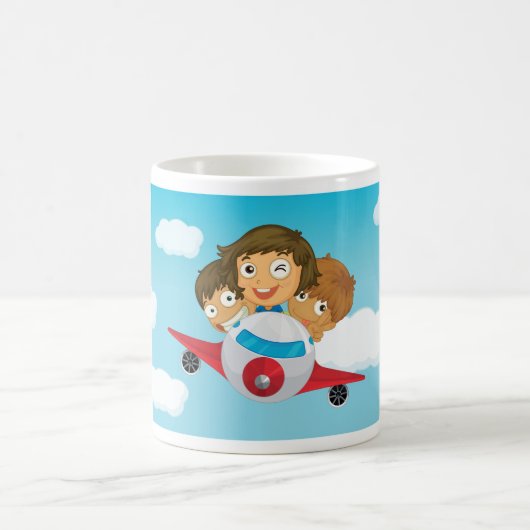 Kinder auf dem Flugzeug Kaffeetasse (Mittel)