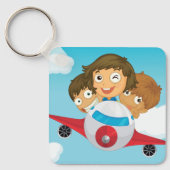 Kinder auf dem Flugzeug Schlüsselanhänger (Vorderseite)