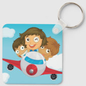 Kinder auf dem Flugzeug Schlüsselanhänger (Rückseite)