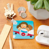 Kinder auf dem Flugzeug Schlüsselanhänger