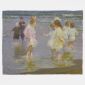 Kinder auf dem Strand (von E.H. Potthast) Fleecedecke (Vorderseite (Horizontal))