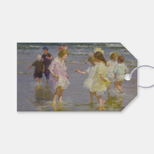 Kinder auf dem Strand (von E.H. Potthast) Geschenkanhänger (Vorderseite (Horizontal))