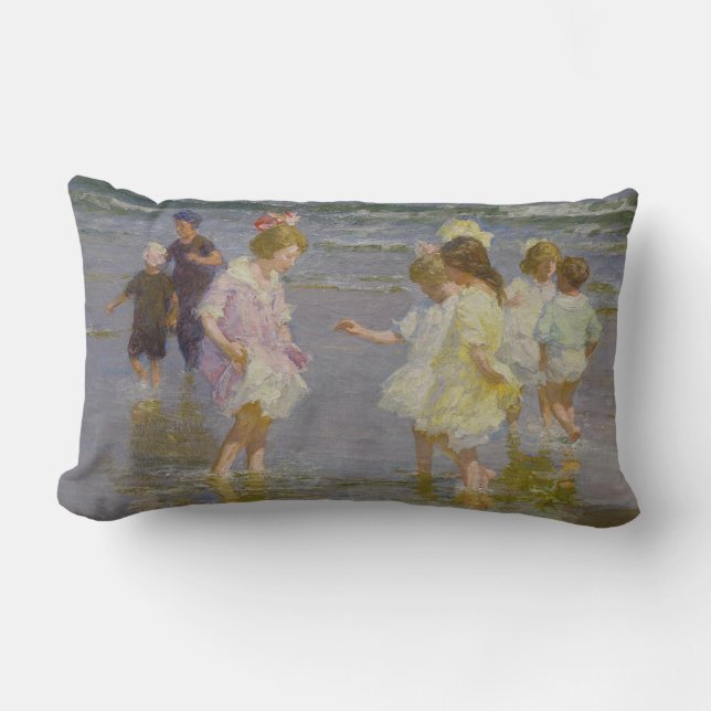 Kinder auf dem Strand (von E.H. Potthast) Lendenkissen (Vorderseite)
