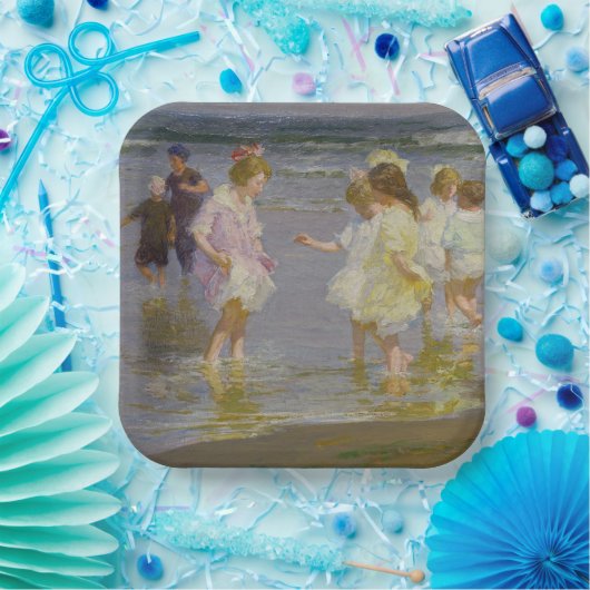 Kinder auf dem Strand (von E.H. Potthast) Pappteller (Party)