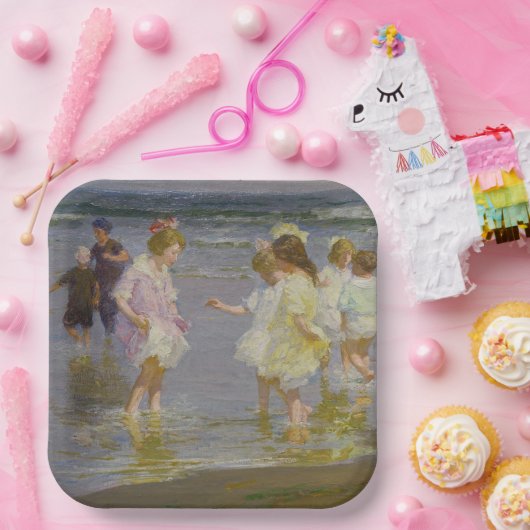 Kinder auf dem Strand (von E.H. Potthast) Pappteller (Party)