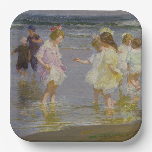 Kinder auf dem Strand (von E.H. Potthast) Pappteller (Vorderseite)