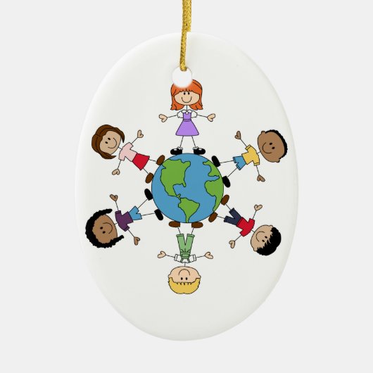Kinder auf der ganzen Welt Keramikornament (Vorne)