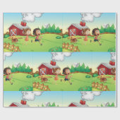 Kinder auf einem Bauernhof Geschenkpapier (Flach)