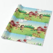 Kinder auf einem Bauernhof Geschenkpapier (Ungerollt)