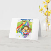 Kinder auf einer Regenbogenkarte Karte