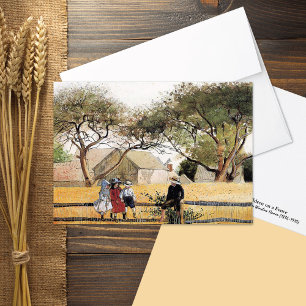 Kinder auf einer Zaun-Winslow-Homer-Note-Karte