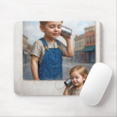 Kinder auf einer Zinn-Dose telefonieren Mousepad (Mit Mouse)