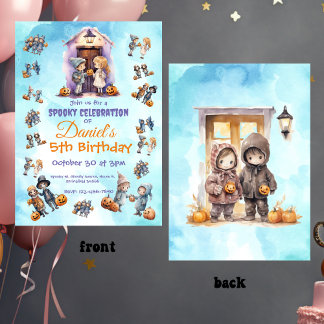 Kinder auf Halloween Kindergeburtstag Party Einladung