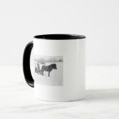 Kinder auf Pony Gezeichnet Schlittenfotografie Tasse (Vorderseite Links)