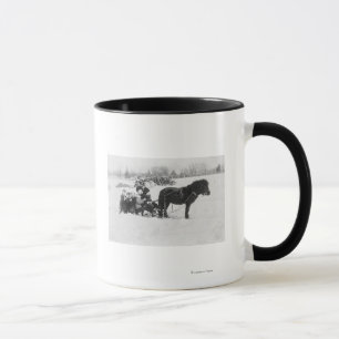 Kinder auf Pony gezeichneter Schlitten-Fotografie Tasse