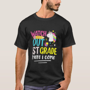 Kinder aufpassen 1. Klasse Einhorn erster Schultag T-Shirt