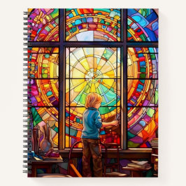 KINDER AUS FARBENEM GLAS IM KLASSENZIMMER NOTIZBLOCK