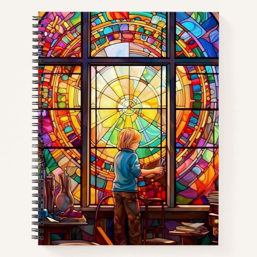 KINDER AUS FARBENEM GLAS IM KLASSENZIMMER NOTIZBLOCK (Vorderseite)