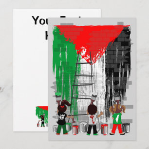 Kinder aus Gaza malen die palästinensische Flagge Einladung