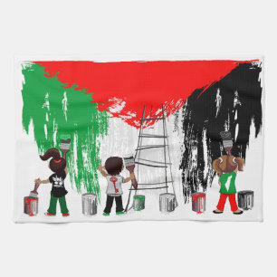 Kinder aus Gaza malen die palästinensische Flagge Geschirrtuch