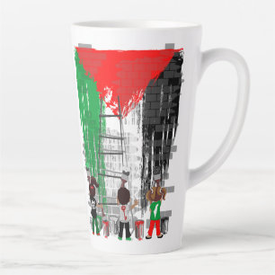 Kinder aus Gaza malen die palästinensische Flagge Milchtasse