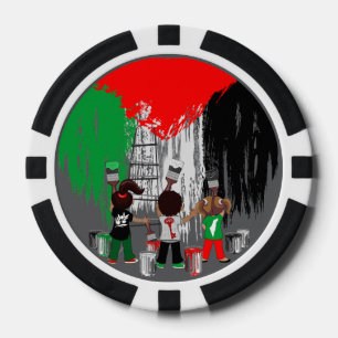 Kinder aus Gaza malen die palästinensische Flagge  Pokerchips