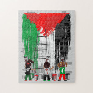 Kinder aus Gaza malen die palästinensische Flagge  Puzzle
