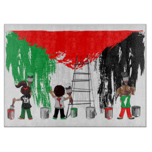 Kinder aus Gaza malen die palästinensische Flagge Schneidebrett
