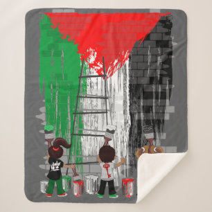 Kinder aus Gaza malen die palästinensische Flagge Sherpadecke