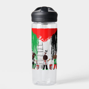 Kinder aus Gaza malen die palästinensische Flagge Trinkflasche
