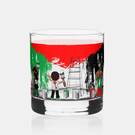 Kinder aus Gaza malen palästinensische Flagge Whiskyglas (Vorderseite)