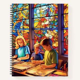 KINDER AUS HELLFARBENEM GLAS NOTIZBLOCK