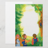 Kinder aus Holz Briefpapier (Vorne/Hinten)